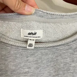 Aerie Ruffle Sleeve Sweatshirt Medium Heather Gray Size XS‎ thumbnail 5