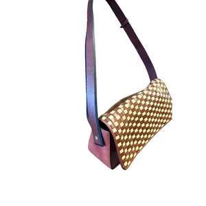 Etienne Aigner Brown Beige Leather Woven Shoulder Bag One Size thumbnail 3