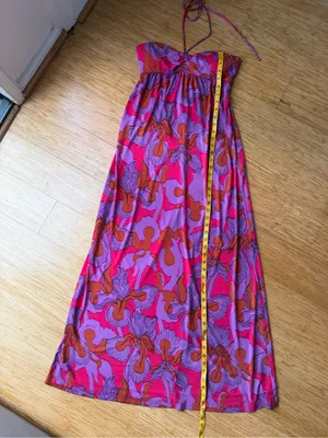Tibi Iris Ikat Floral Padded Halter Maxi Dress Pink XS thumbnail 7