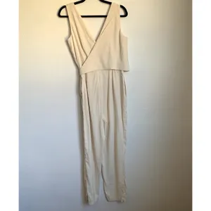 1. State‎ Sleeveless V-neck Side Tie Jumpsuit in Cream thumbnail 4
