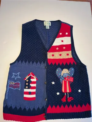 Vintage Quacker Factory Americana Knit‎ Sweater Vest TeacherCore thumbnail 2