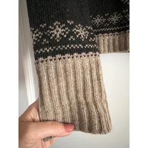 Vintage 90s Free People 100% Wool Fair Isle Nordic Zip Cardigan Sweater M thumbnail 3
