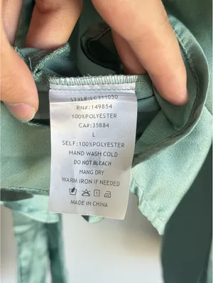 Sage The Label Satin Tie Front Crop Blouse Sage Green Long Sleeve Size L thumbnail 5