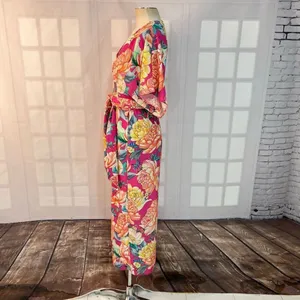 Farm Rio Anthropologie Eulalie pink floral Wide-Leg Jumpsuit size XS thumbnail 10
