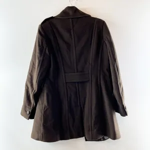 Cole Haan Long Sleeve Notch Lapel Button-Front Overcoat Dark Brown Small thumbnail 3