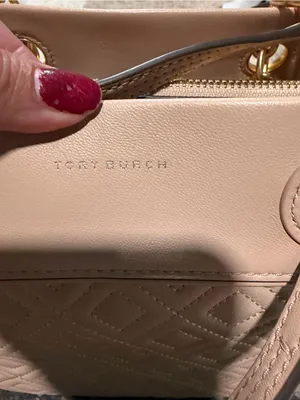 Tory Burch Quilted Taupe Tote Bag with Gold Hardware thumbnail 5