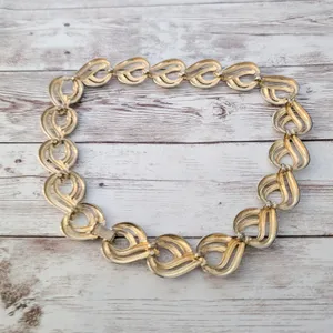 Vintage Necklace Statement Gold Tone Ornate Chunky thumbnail 7