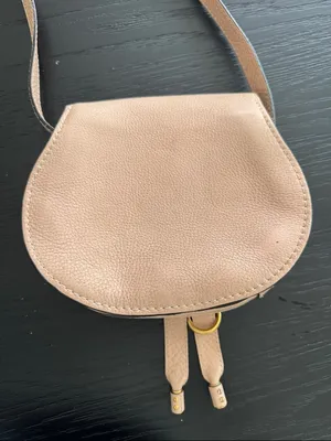 Small Chloe Marcie Saddle Crossbody Bag in Blush Pink thumbnail 7