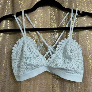 Aerie Light Blue Lace Triangle Strappy Back Bralette Small NWOT thumbnail 1