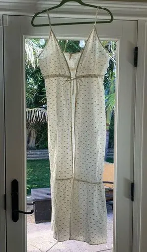 Morena Rosa Brazilian Sheer White Gold Tie Swim Beach Coverup S Cotton thumbnail 1