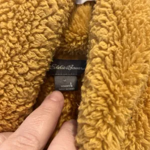 Eddie Bauer Womens Mustard Yellow Sherpa Fleece Quarter Zip Pullover L Gorpcore thumbnail 3