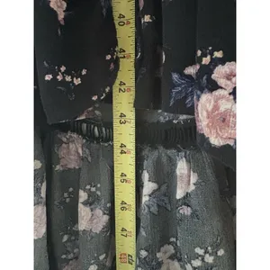 American Eagle Floral Maxi Dress Size L Black Cottage Prairie Country Hi Low thumbnail 8