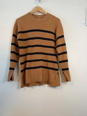 Abercrombie & Fitch Oversized Sweater Soft A&F College Stripe XS Tan Black thumbnail 2