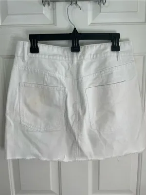 tgla Francesca's White Denim Mini Skirt Frayed Hem Five Pocket Size Medium new thumbnail 6