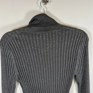 Gap Womens Metallic Ribbed Turtleneck Sweater Gray Silver Shimmer Long Sleeve‎ M thumbnail 7