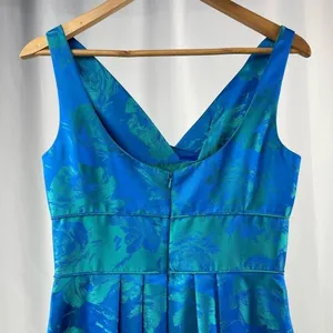 THEIA Floral Jacquard Sleeveless Pleated Dress‎ in Blue Green Size 8 thumbnail 9