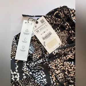 ZARA Black and Cream Printed Mini Slip Dress NWT Size‎ M thumbnail 10