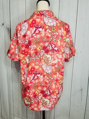 Victorias Secret Womens Sz M Pajama Set Short-Sleeve Shirt Shorts Coral Floral thumbnail 10