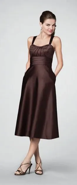 Brown Alfred Angelo satin midi dress thumbnail 1