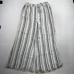 American Eagle Medium Wide Leg Pants Palazzo Flowy Striped Boho Coastal Beachy thumbnail 3