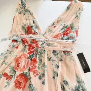 NWT Lulus Peach Pink Garden Meandering Blush Floral Chiffon Maxi Dress MEDIUM‎ thumbnail 9