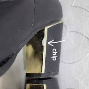 ALDO Leather Ankle Boots Womens 6.5 Black Gold Plate Block Heel Pointed Toe thumbnail 14