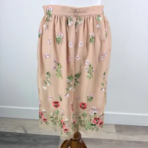 Rick Cardona Floral Embroidered Mesh Midi Skirt Nude Pink EUR 34 GB 8 thumbnail 11