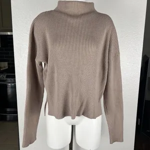 Anthropologie Ribbed Cowl Neck Sweater Set in Dusty Rose thumbnail 4