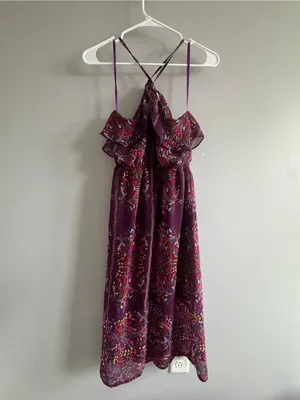 Monteau halter Purple Floral Halter Midi Dress‎ Women's Small thumbnail 3