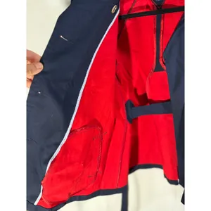 Tommy Hilfiger Navy Blue Double Breasted Trench Coat Red Lining Gold Buttons M thumbnail 4