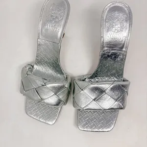 Vince Camuto Brelanie Silver Leather woven Braided Strap Mule Sandal NEW, Size 8 thumbnail 4
