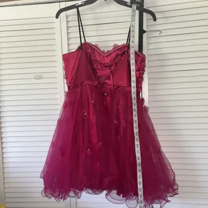Magenta Floral Tulle Party Dress Sequin 3D Flower Corset Back DY83A070Size 13/14 thumbnail 9