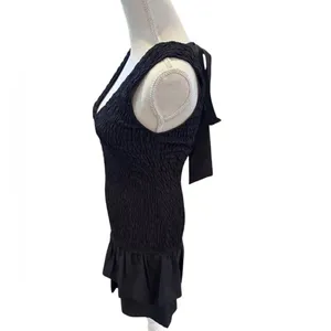Zara Short Poplin Dress with Ruffles Black NWT XS thumbnail 4