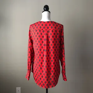 J. CREW FACTORY | Red Emblem Patterned Blouse Sz S thumbnail 6