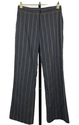 EP Pro Golf Pants Womens 4 Black Tan Pin Stripe Straight Leg High Rise Stretch thumbnail 1