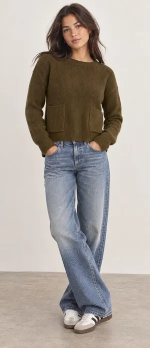 Madewell Patch Pocket Pullover Sweater – Cadmium Green – S thumbnail 1