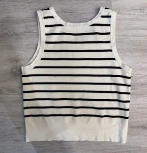 Eternal Fashion Women's Cropped Striped Vest Top Size L EUC thumbnail 3
