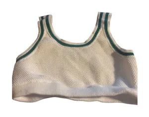 White Cropped Sweater Tank Green Trim Size S thumbnail 1
