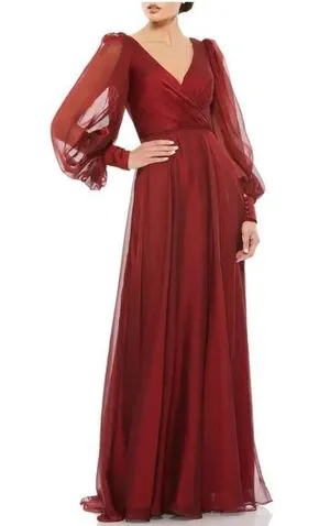 Illusion Long Sleeve A-Line GownMac Duggal$398. SIZE 8 H thumbnail 1
