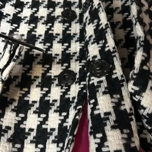Focus 2000 Black & White Houndstooth Check Long Buttoned Coat Size 6 thumbnail 6