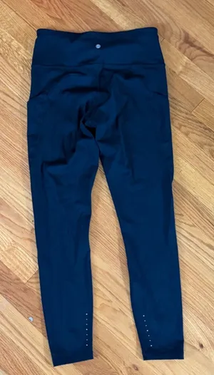 CRZ Yoga High Waist Running Leggings Small Navy Blue Side Pockets Reflective Dot thumbnail 1