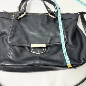 B Makowsky Large Black Genuine Leather Handbag‎ Lombard Satchel thumbnail 7