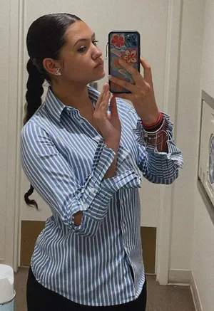 Striped button up top Blue thumbnail 1