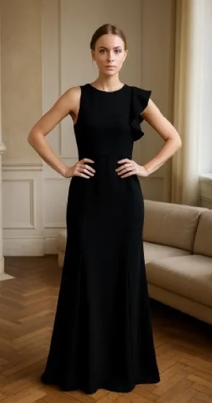 Lulu's One Shoulder Ruffle‎ Maxi Dress in Black Size Medium thumbnail 1