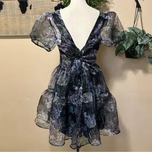 Lulus Exceptional Fate Black Floral Organza Puff Sleeve Mini Dress thumbnail 8