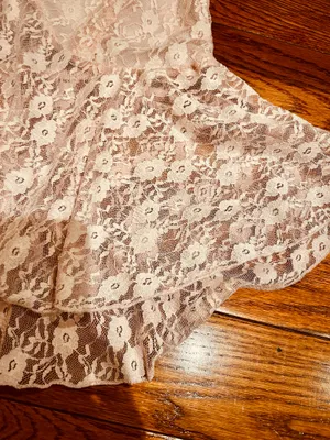 NWOT BABY PINK Lace see through Cap Sleeve Babydoll high low Top size L thumbnail 14