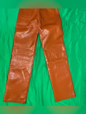 Wilfred The Melina High-Rise Faux Leather Straight Leg Jeans Rust Orange size 4 thumbnail 4