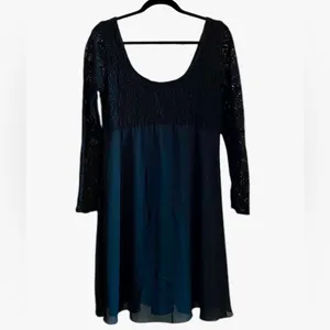 Vintage 90s black lace Chiffon sheer overlay babydoll dress Grunge Emo LBD Goth thumbnail 2