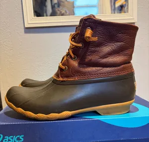 Leather brown and black sperry duck boots thumbnail 1
