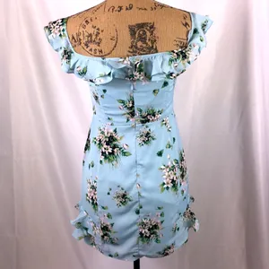 Esley dress mini blue floral print with bow accent size S thumbnail 6